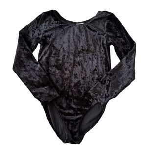 Danskin women’s Black Long Sleeve Velvet Bodysuit XL (14/16)
